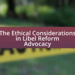 The Ethical Considerations in Libel Reform Advocacy