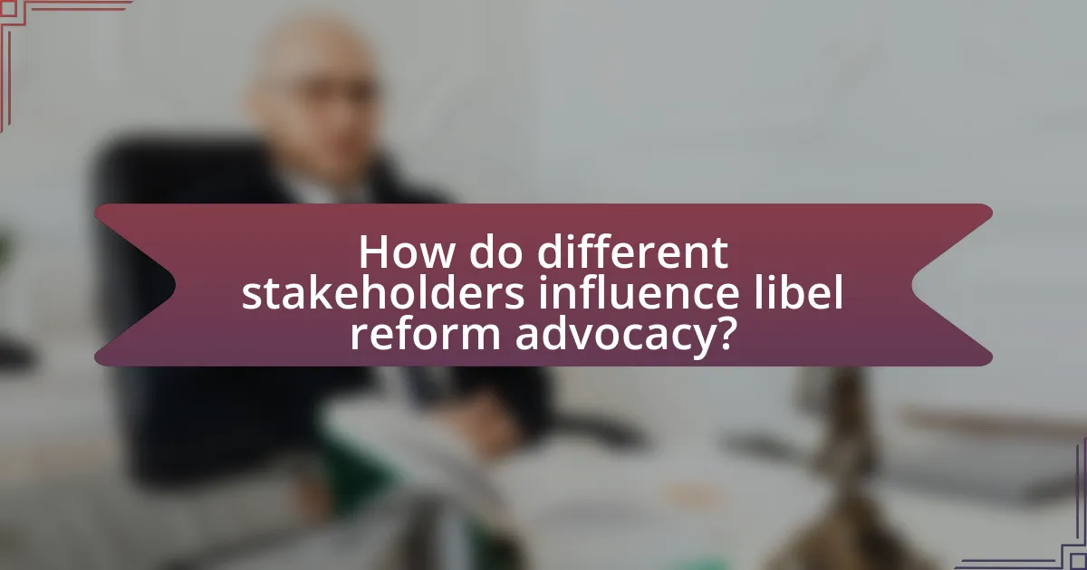 How do different stakeholders influence libel reform advocacy?