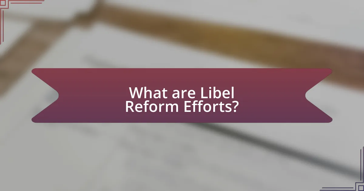 What are Libel Reform Efforts?