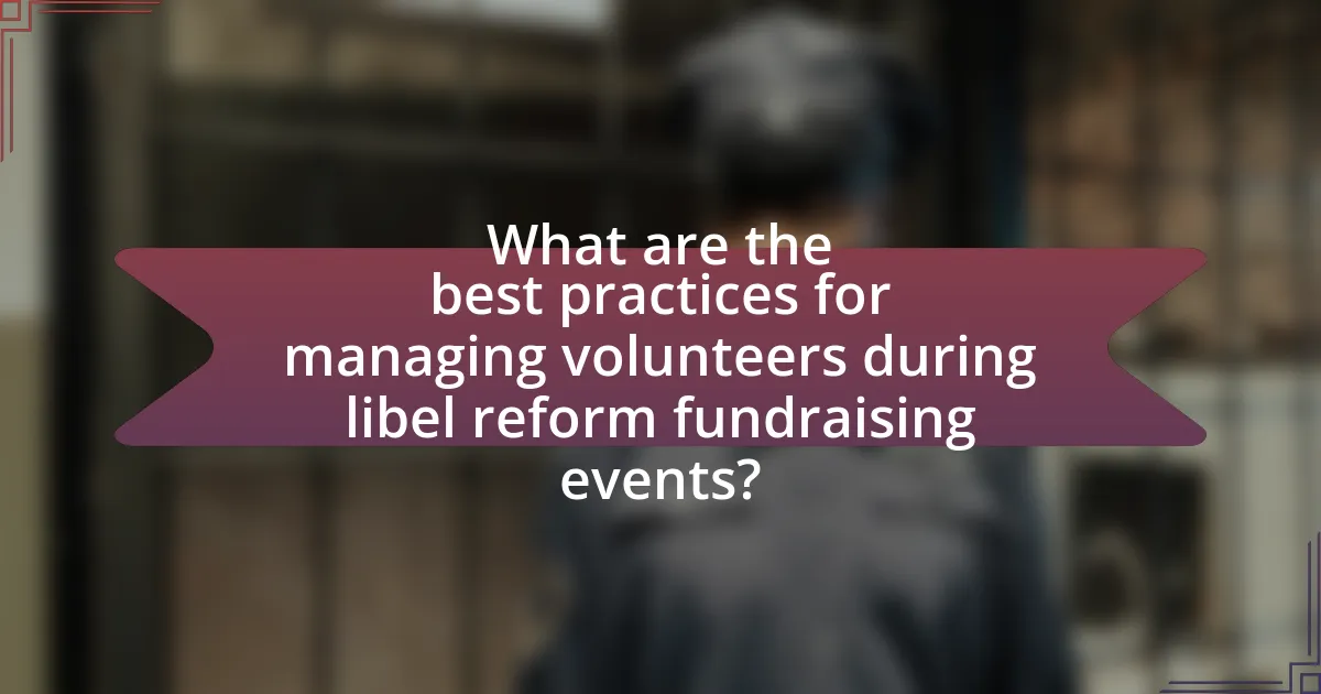 What are the best practices for managing volunteers during libel reform fundraising events?