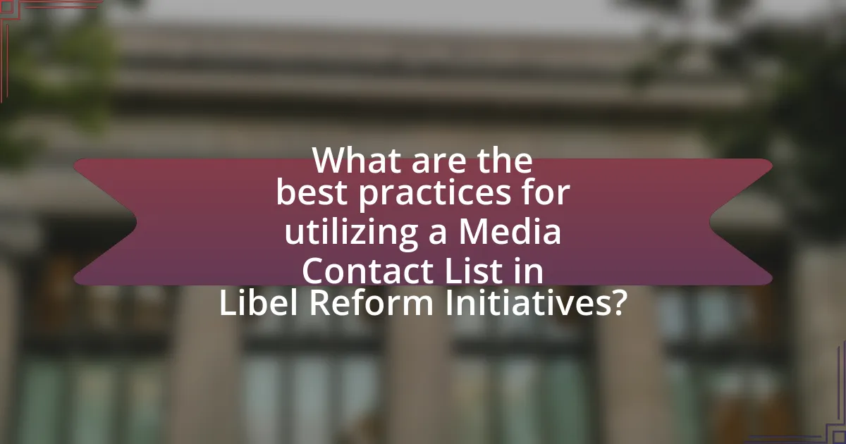 What are the best practices for utilizing a Media Contact List in Libel Reform Initiatives?