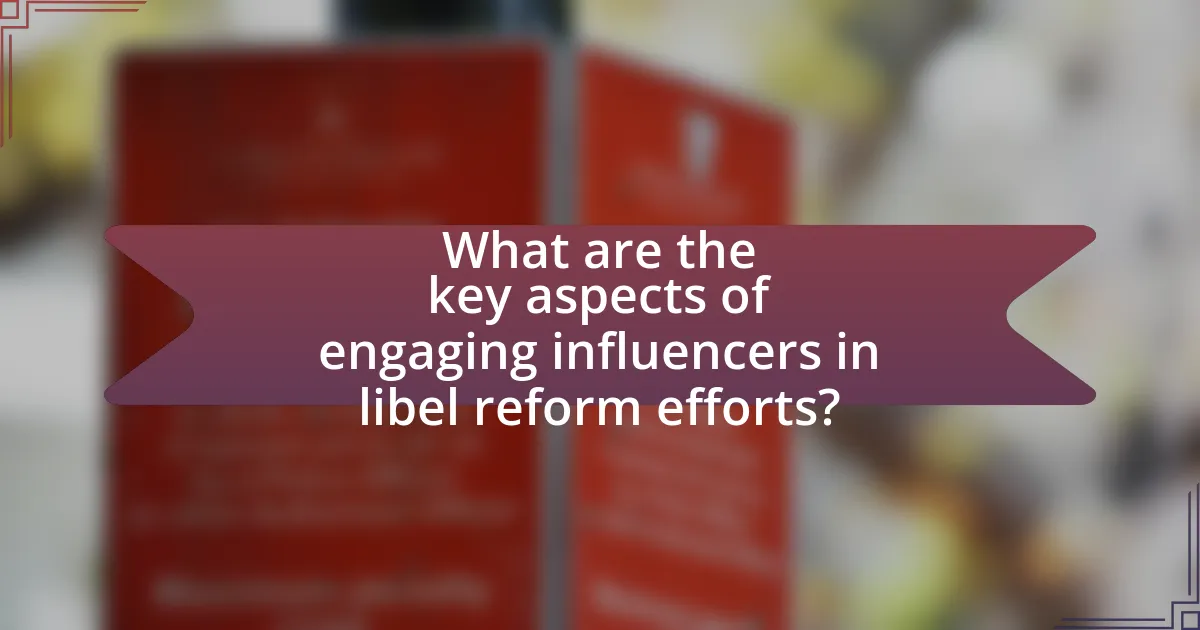 What are the key aspects of engaging influencers in libel reform efforts?