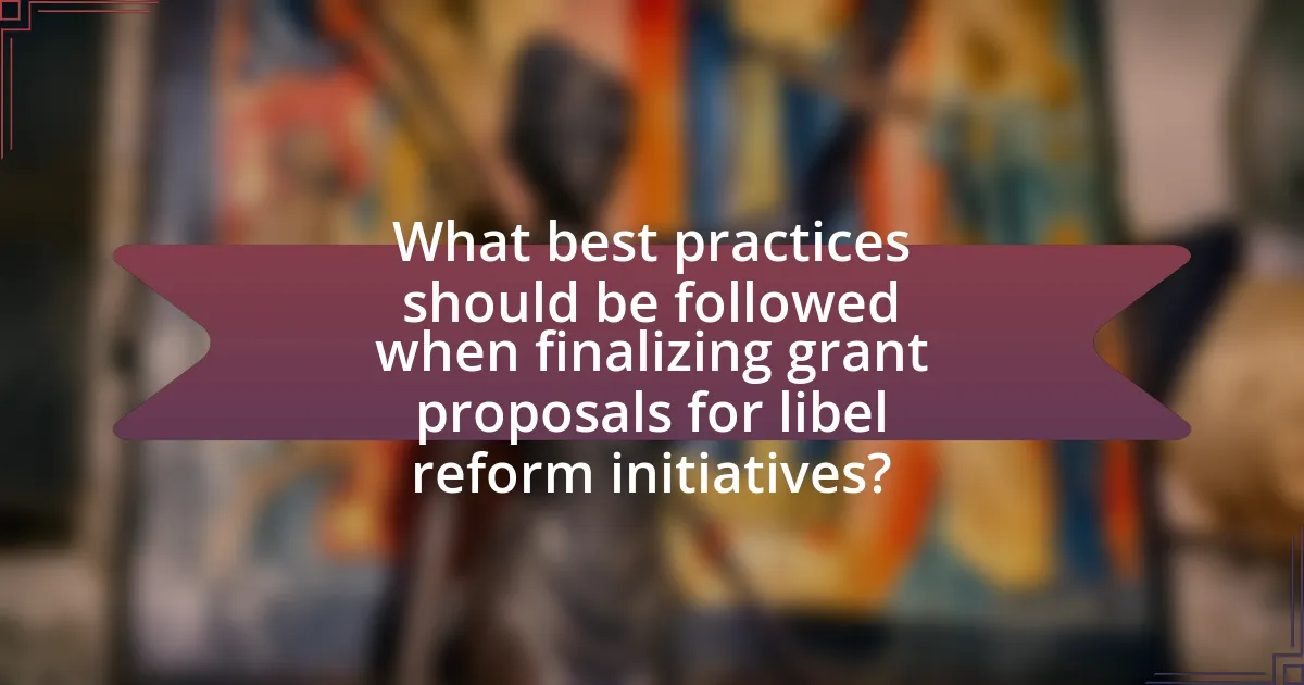 What best practices should be followed when finalizing grant proposals for libel reform initiatives?
