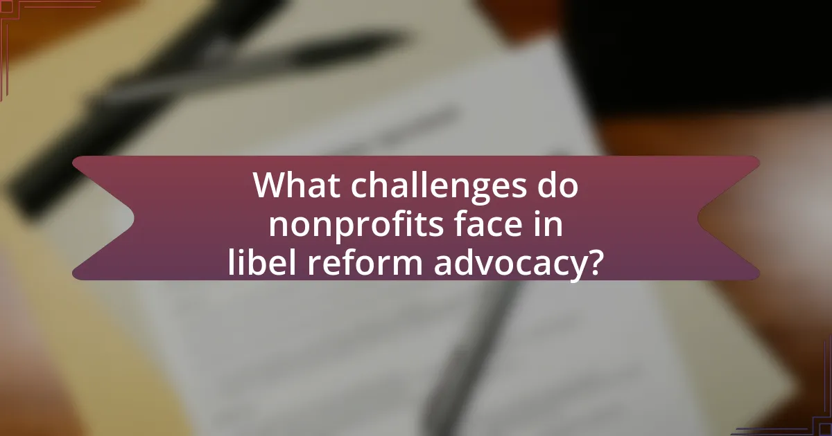 What challenges do nonprofits face in libel reform advocacy?