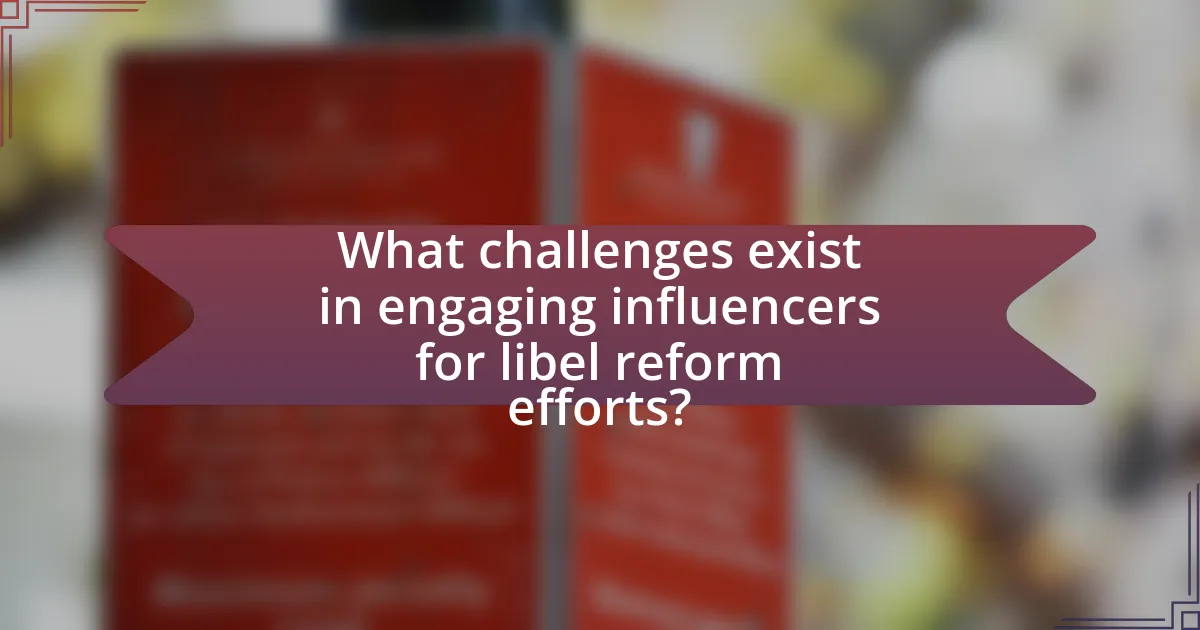 What challenges exist in engaging influencers for libel reform efforts?