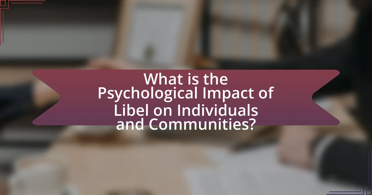 What is the Psychological Impact of Libel on Individuals and Communities?